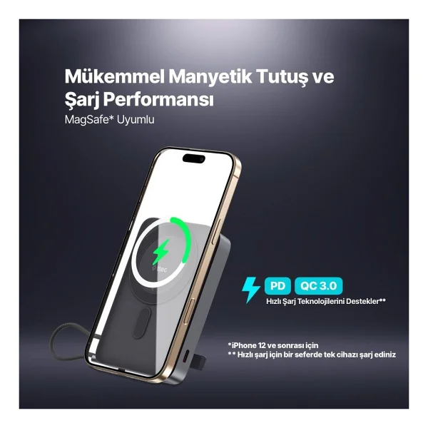 Ttec Recharger Pro M Lcd 2bb264ug 10000 mAh Hızlı Şarj Magsafe Powerbank - Görsel 5