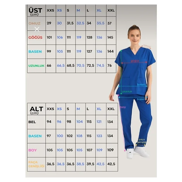 Yılmaz Üniforma V Yaka Acı Kahve Unisex Likralı Ütü Istemeyen Doktor Hemşire Takım Scrubs - Görsel 9