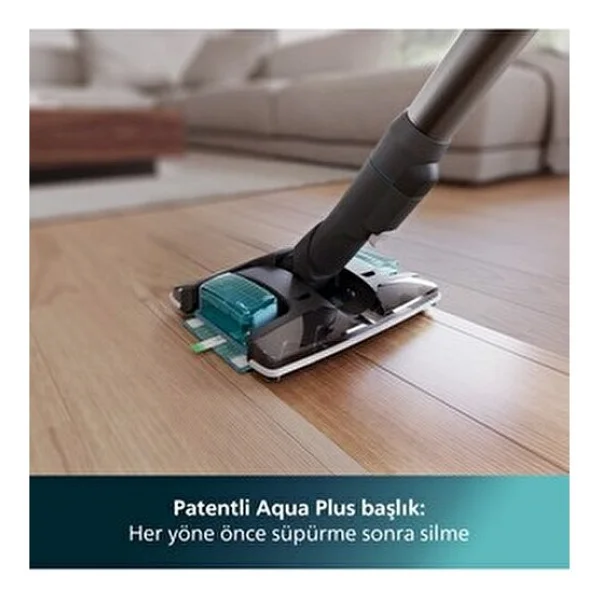 Philips 8000 Serisi Aqua Plus Kablosuz Dik Süpürge, Islak Kuru Temizlik Özelliği İle Kullanım Kolaylığı - Siyah - Görsel 2