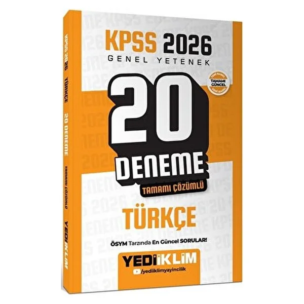 Yediiklim Yayınları 2026 Kpss Genel Yetenek Türkçe Tamamı Çözümlü 20 Deneme - Görsel 2