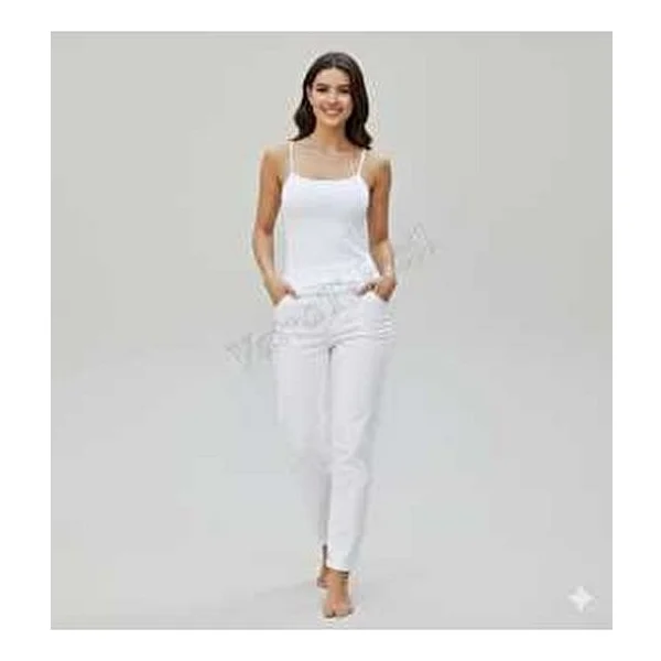 Tutku Kadın 6 Adet %100 Pamuk Ip Askılı Ince Beyaz Kadın Atlet - 0135 - Görsel 2