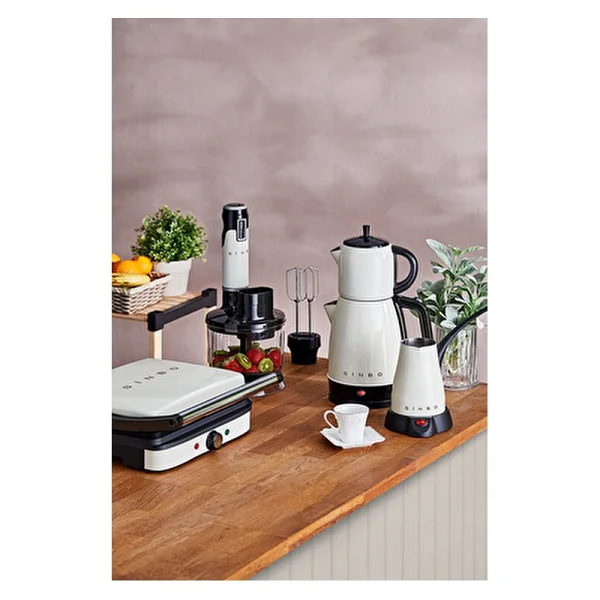 Sinbo 4 Lü Elektrikli Çeyiz Seti Krem Renkli Mutfak Aletleri Tost Makinesi Blender Çaycı - Görsel 2