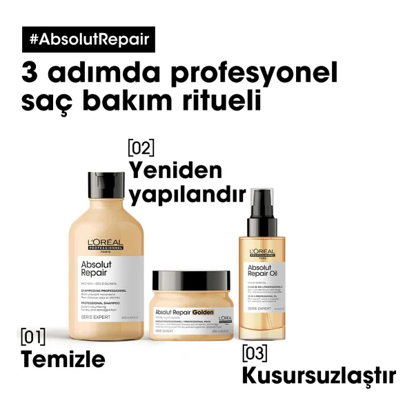 L'oreal Paris Serie Expert Absolut Repair Golden Onarıcı Altın Saç Maskesi 250 Ml - Görsel 7