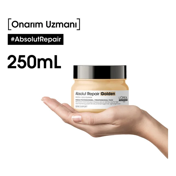 L'oreal Paris Serie Expert Absolut Repair Golden Onarıcı Altın Saç Maskesi 250 Ml - Görsel 8