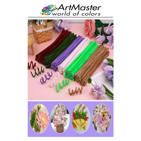 Artmaster Şönil Kırmızı 30 Cm 25 Li 1 Paket Renkli Tüylü Tel Şönil Pipo Temizleyici Okul Öncesi Anasınıfı Kreş Hobi Eğitici - Standart - Görsel 2