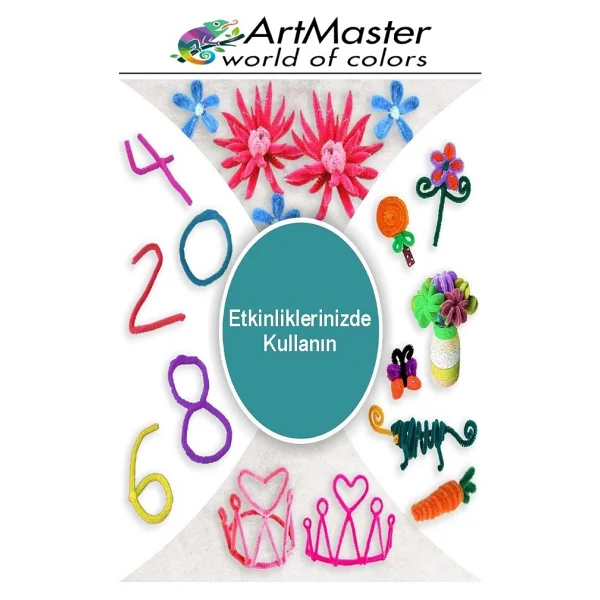 Artmaster Şönil Kırmızı 30 Cm 25 Li 1 Paket Renkli Tüylü Tel Şönil Pipo Temizleyici Okul Öncesi Anasınıfı Kreş Hobi Eğitici - Standart - Görsel 4