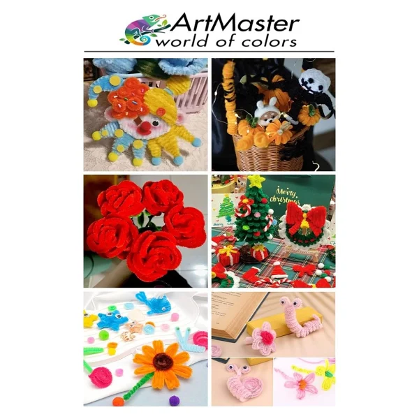 Artmaster Şönil Kırmızı 30 Cm 25 Li 1 Paket Renkli Tüylü Tel Şönil Pipo Temizleyici Okul Öncesi Anasınıfı Kreş Hobi Eğitici - Standart - Görsel 5
