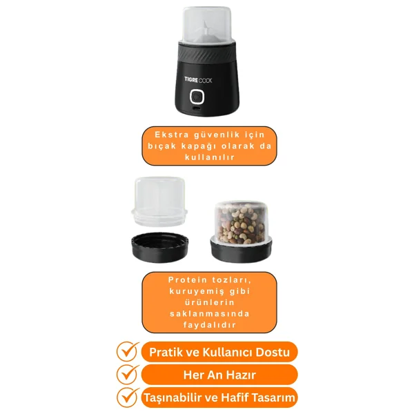 Tigrecook Pembe Kişisel Smoothie Blender - Görsel 7