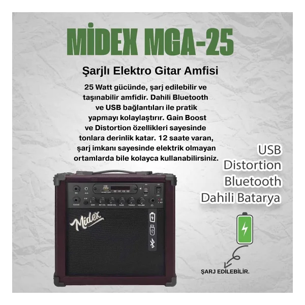 Midex Rcz-606wh-Amp Elektro Keman Ve Şarjlı Anfi Seti - Görsel 3