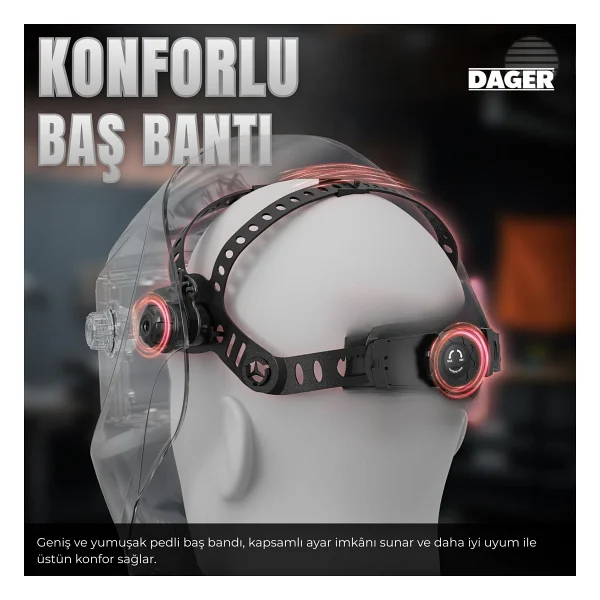 Dager Merde Otomatik Kararan Colormatik Kaynak Maskesi - Ayarlanabilir Kararma Seviyesi, Geniş Görüş, Profesyonel Tıg Mıg Mma Uyumlu Maske - Görsel 8