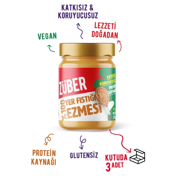 Züber %100 Fıstık Ezmesi 315 Gr 3'lü - Görsel 4
