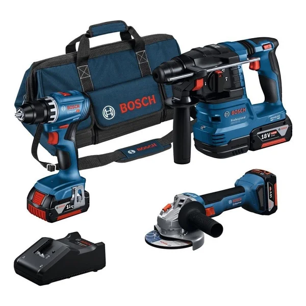 Bosch 0615a5007l Gsr 18v-45 + Gws 18v-8 + Gbh 18v-22 Üç Akülü 4 Ah Kombo Set - Görsel 2