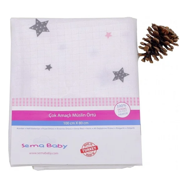 Sema Baby Çok Amaçlı Müslin Örtü 100x80 Cm - Görsel 6