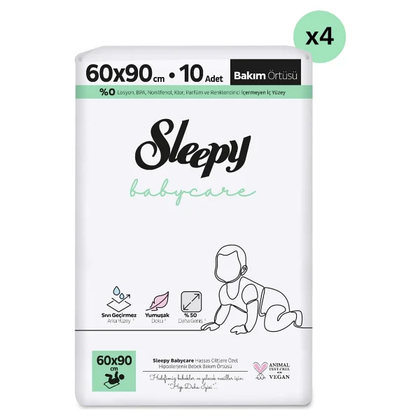 Sleepy 60x90 Cm 10'lu 4 Paket Bebek Bakım Örtüsü - Görsel 2