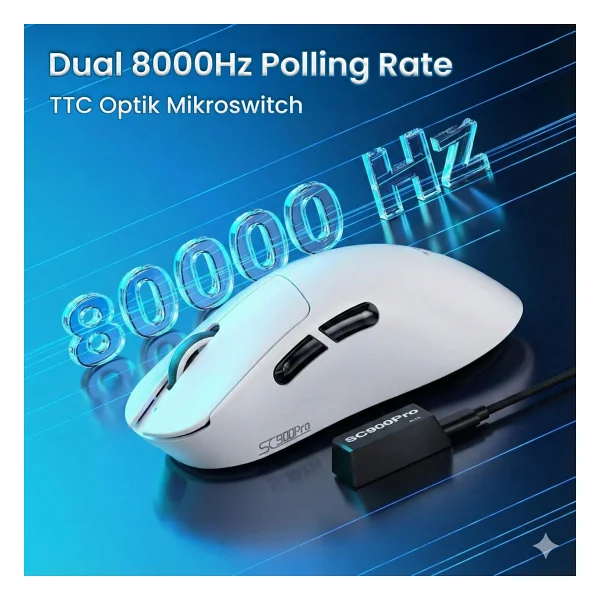 Aula Sc900 Pro Beyaz Şarjlı Optik Kablolu/Kablosuz Oyuncu Mouse - Görsel 6