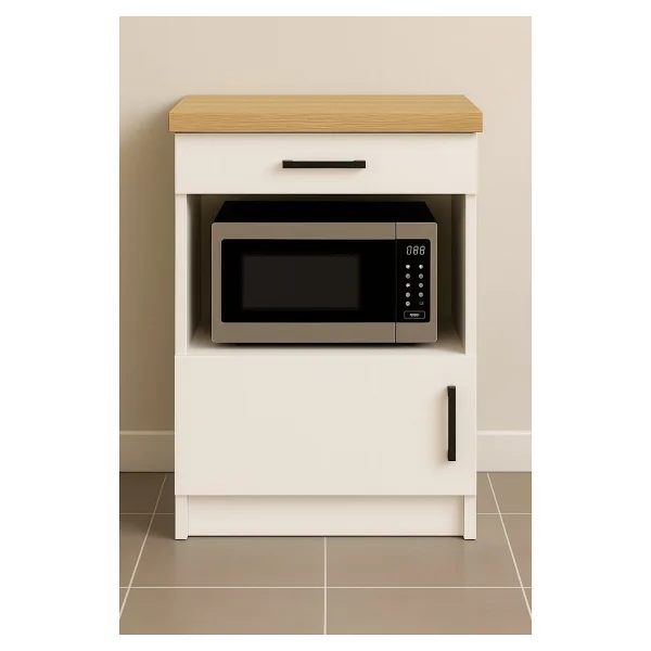 T Designo Dora Çok Amaçlı Dolap - Mikrodalga - Erzak - Mutfak - Kiler Dolabı - 60 cm - Atlantik Çam - Antrasit - Görsel 3