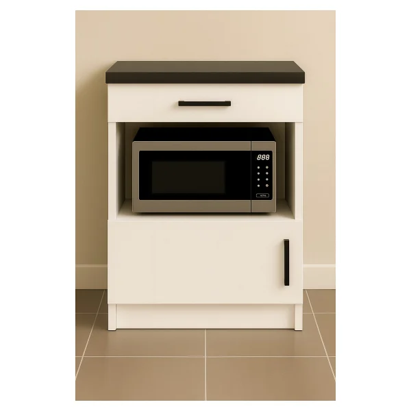 T Designo Dora Çok Amaçlı Dolap - Mikrodalga - Erzak - Mutfak - Kiler Dolabı - 60 cm - Atlantik Çam - Antrasit - Görsel 5