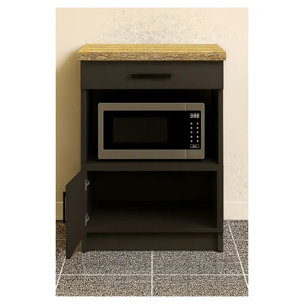 T Designo Dora Çok Amaçlı Dolap - Mikrodalga - Erzak - Mutfak - Kiler Dolabı - 60 cm - Atlantik Çam - Antrasit - Görsel 6