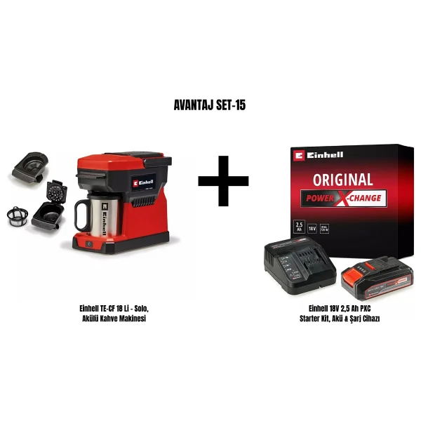 Einhell Set-15 (Einhell Te-Cf 18 Li Akülü Kahve Makinesi+Einhell 18v 2,5 Ah Pxc Starter Kit, Akü & Şarj Cihazı) - Görsel 4