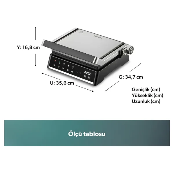 Homend Grilliant 1341h 2000 W Inox Izgara Ve Tost Makinesi - Görsel 4