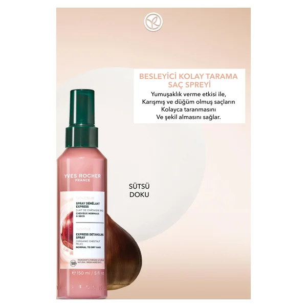 Yves Rocher Akışkan Sütlü Dokulu Besleyici Ve Yumuşatıcı Douceur Vegan Kolay Saç Tarama Spreyi 150 Ml - Görsel 9