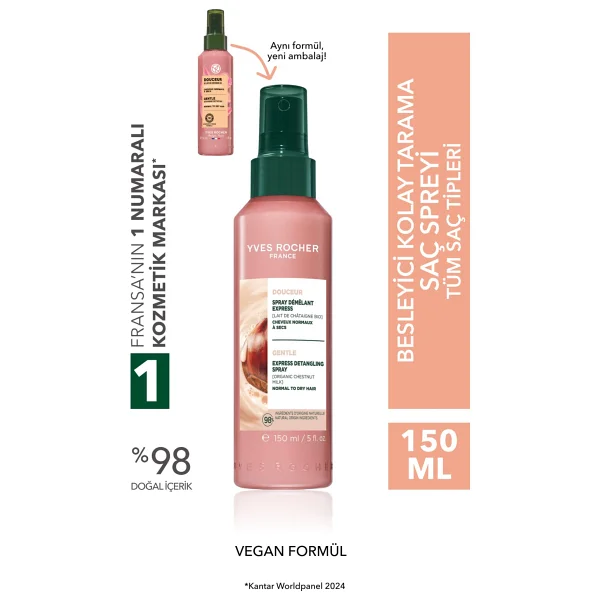 Yves Rocher Akışkan Sütlü Dokulu Besleyici Ve Yumuşatıcı Douceur Vegan Kolay Saç Tarama Spreyi 150 Ml - Görsel 2
