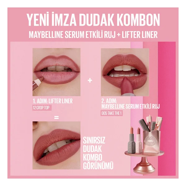 Maybelline New York Serum Etkili Hyalüronik Asit Ve Besleyici Yağ İçeren 005 Take The 1 Stick Ruj - Görsel 6
