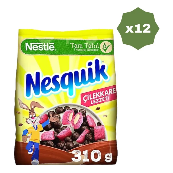 Nesquik Nestle Nesquik Mısır Gevreği Çilek Kare 310 Gr - (12 Adet) - Görsel 2