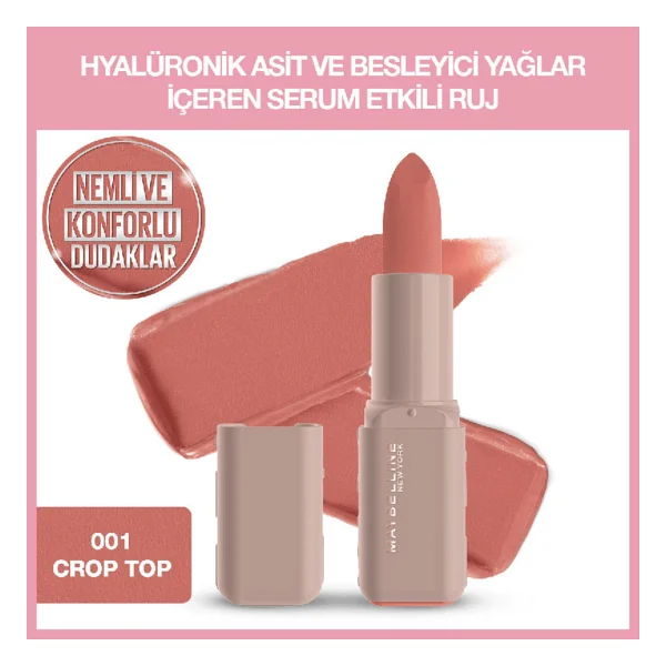 Maybelline New York Serum Etkili Hyalüronik Asit Ve Besleyici Yağ İçeren 001 Crop Top Stick Ruj - Görsel 2