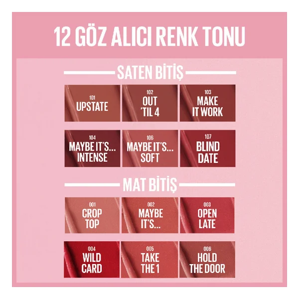 Maybelline New York Serum Etkili Hyalüronik Asit Ve Besleyici Yağ İçeren 001 Crop Top Stick Ruj - Görsel 3