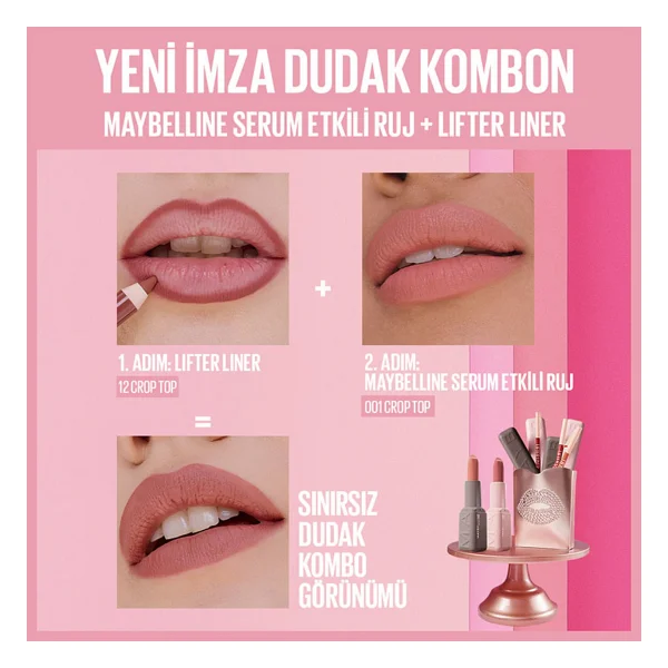 Maybelline New York Serum Etkili Hyalüronik Asit Ve Besleyici Yağ İçeren 001 Crop Top Stick Ruj - Görsel 6