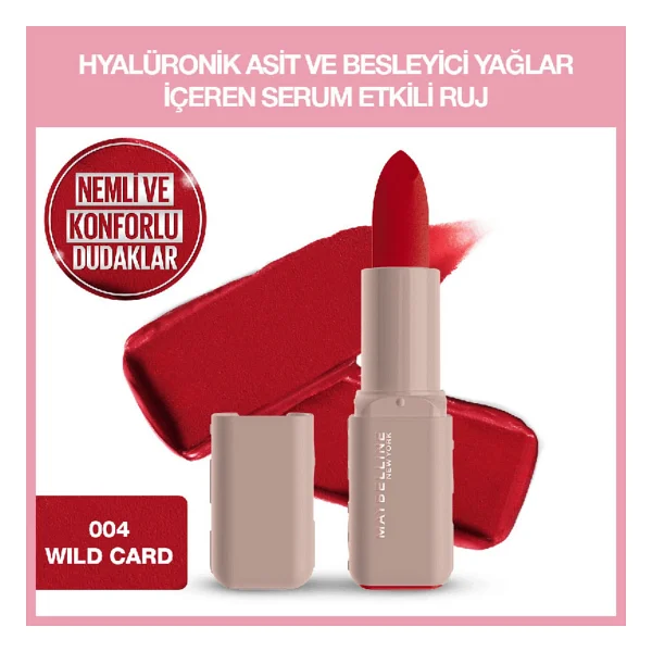 Maybelline New York Serum Etkili Hyalüronik Asit Ve Besleyici Yağ Içeren 004 Wild Card Stick Ruj - Görsel 2