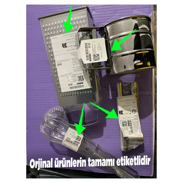 Ikea 5 Parça Paslanmaz Çelik Mutfak Set; Sarımsak Ezici, Idealisk Rende, 2'li Çırpıcı, Un Eleği - Görsel 2
