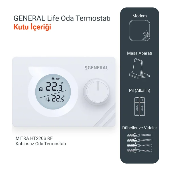General Life Mitra Ht220s Rf Kablosuz Oda Termostatı - Görsel 2