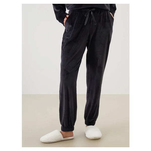 Lc Waikiki Dream Siyah Beli Lastikli Kadife Kadın Jogger Pijama Altı - Görsel 2