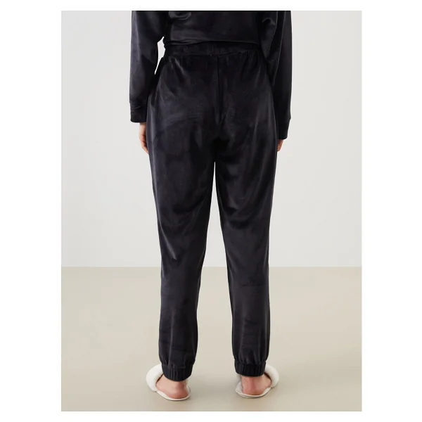 Lc Waikiki Dream Siyah Beli Lastikli Kadife Kadın Jogger Pijama Altı - Görsel 4
