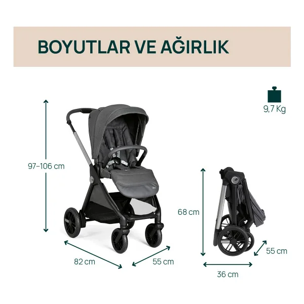 Chicco Bellagio Black Satin Bebek Arabası - Görsel 2