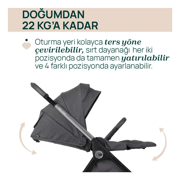 Chicco Bellagio Black Satin Bebek Arabası - Görsel 8