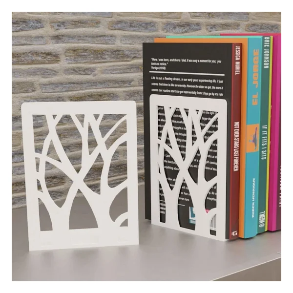 Tasagram Beyaz Ağaç Desenli Metal Kitap Desteği - Kitap Tutucu - Ev Ve Ofis Dekoratif Aksesuar - Görsel 3