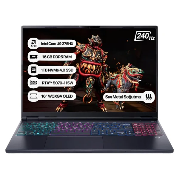 Acer Predator Helios Neo 16s Nh.Qzfey.002 Core Ultra 9 275hx 16gb 1tb SSD Rtx5070-115w 16" Wqxga 240hz Dos Taşınabilir Bilgisayar - Görsel 6