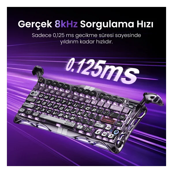 Gravastar Mercury V75 Pro Iron Purple RGB %75 Tkl Magnetic Switch Kablolu Mekanik Oyuncu Klavyesi - Görsel 2