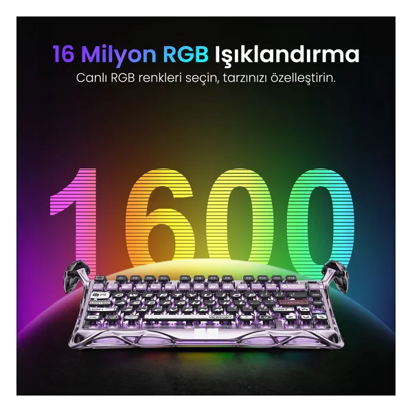 Gravastar Mercury V75 Pro Iron Purple RGB %75 Tkl Magnetic Switch Kablolu Mekanik Oyuncu Klavyesi - Görsel 7