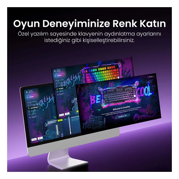 Gravastar Mercury V75 Pro Iron Purple RGB %75 Tkl Magnetic Switch Kablolu Mekanik Oyuncu Klavyesi - Görsel 8