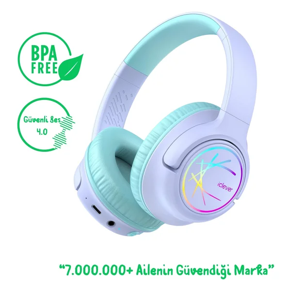 İclever Bth18 Mor Kulak Üstü Çocuk Bluetooth Kulaklık - Görsel 10