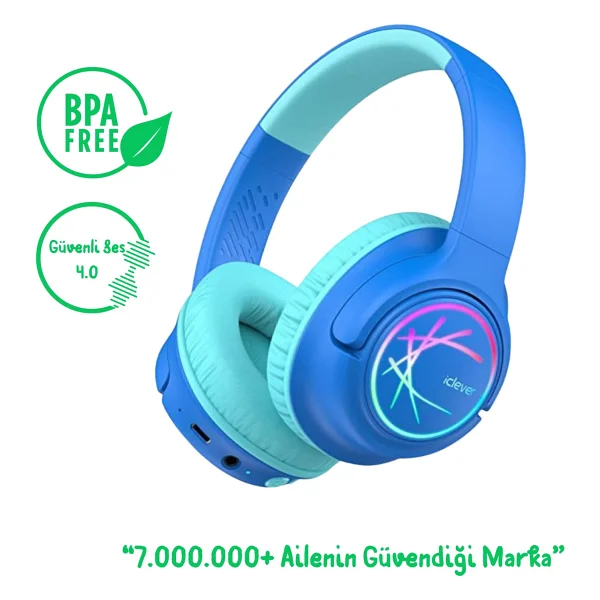 İclever Bth18 Mavi Kulak Üstü Çocuk Bluetooth Kulaklık - Görsel 10