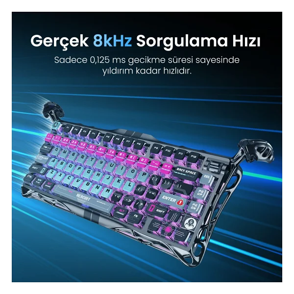 Gravastar Mercury V75 Pro Cyberpunk RGB %75 Tkl Magnetic Switch Kablolu Mekanik Oyuncu Klavyesi - Görsel 2