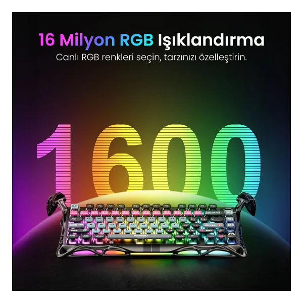 Gravastar Mercury V75 Pro Cyberpunk RGB %75 Tkl Magnetic Switch Kablolu Mekanik Oyuncu Klavyesi - Görsel 7