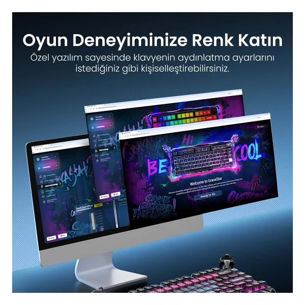 Gravastar Mercury V75 Pro Cyberpunk RGB %75 Tkl Magnetic Switch Kablolu Mekanik Oyuncu Klavyesi - Görsel 8