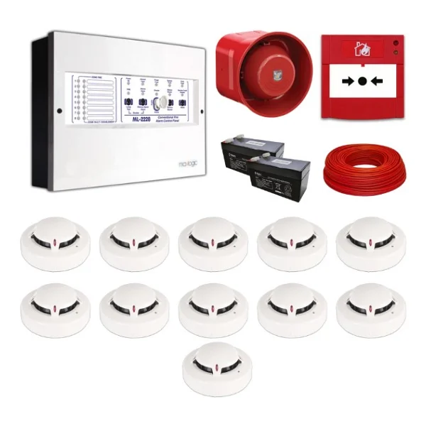 Mavigard Maxlogic 11'li Konvansiyonel Yangın Alarm Seti 100 Metre Kablo Dahil - Görsel 2