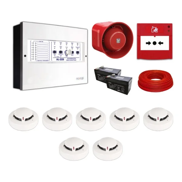 Mavigard Maxlogic 7'li Konvansiyonel Yangın Alarm Seti 100 Metre Kablo Dahil - Görsel 2